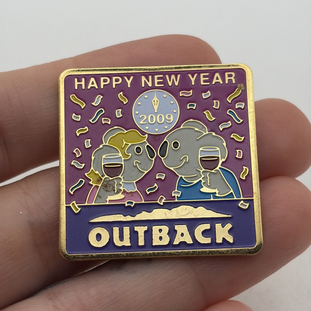 Outback Steakhouse 2009 Happy New Year Koalas Wine Lapel Hat Pin